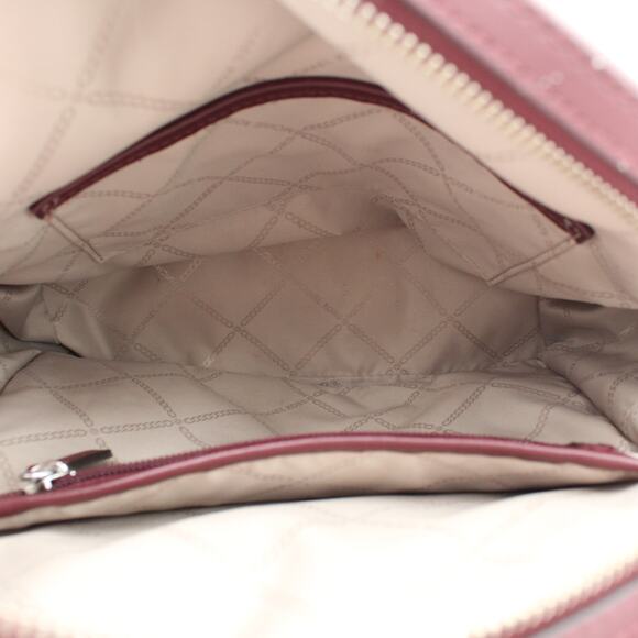 Michael Kors Leather Backpack Purse Womens Red Pebbled Zips Travel Bag Valerie - Picture 8 of 11